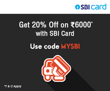 Get 20% Off on Rs.6000 with SBI Cards Get 20% Off on Rs.6000 with SBI Cards